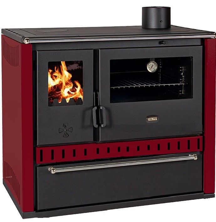 Festbrennstoffofen PRITY GT FI S DR, Backofen aus Edelstahl, bordeaux
