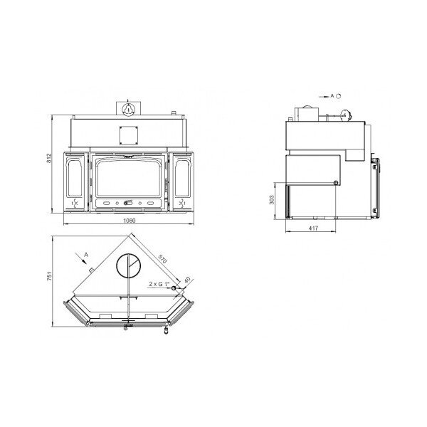 Kamineinsatz mit Warmewassertauscher PRITY ATC W20